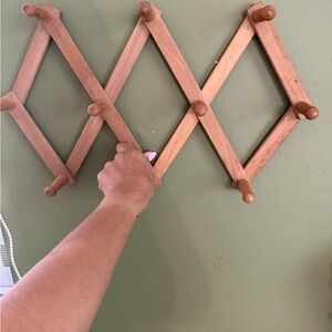 Vintage Expandable Wooden Wall Rack